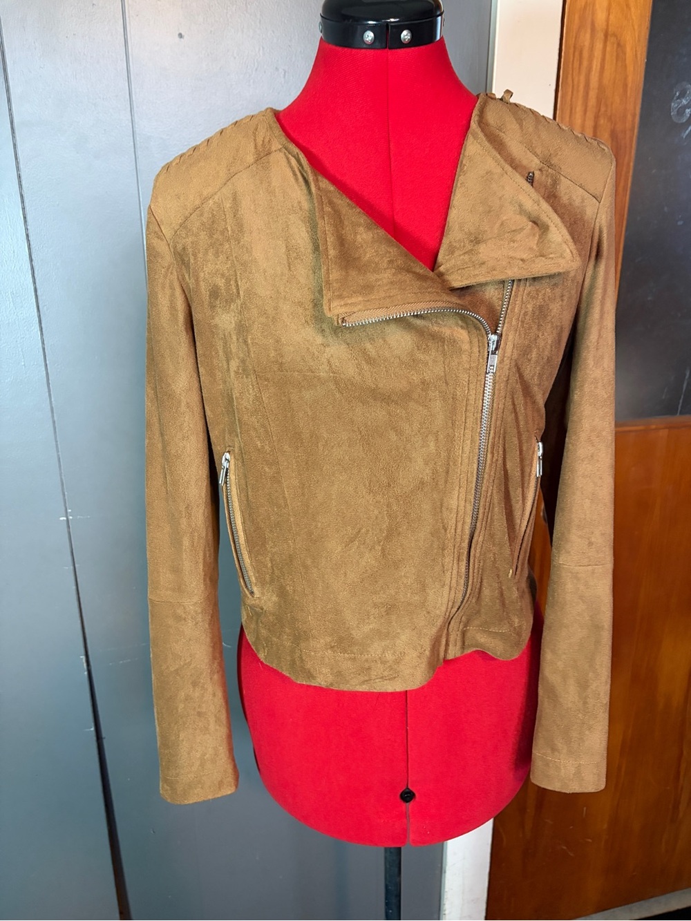 BB Dakota Brown Suede Asymmetrical Moto Jacket